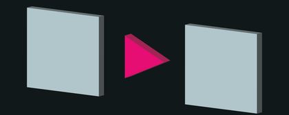 A hot pink arrow pointing from a white rectangle to another one
