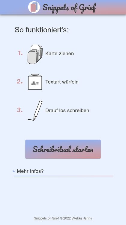 screenshot of https://snippets-of-grief.netlify.app/