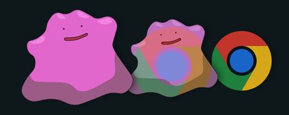 The Pokemon Ditto slowly morphing into the chrome icon.